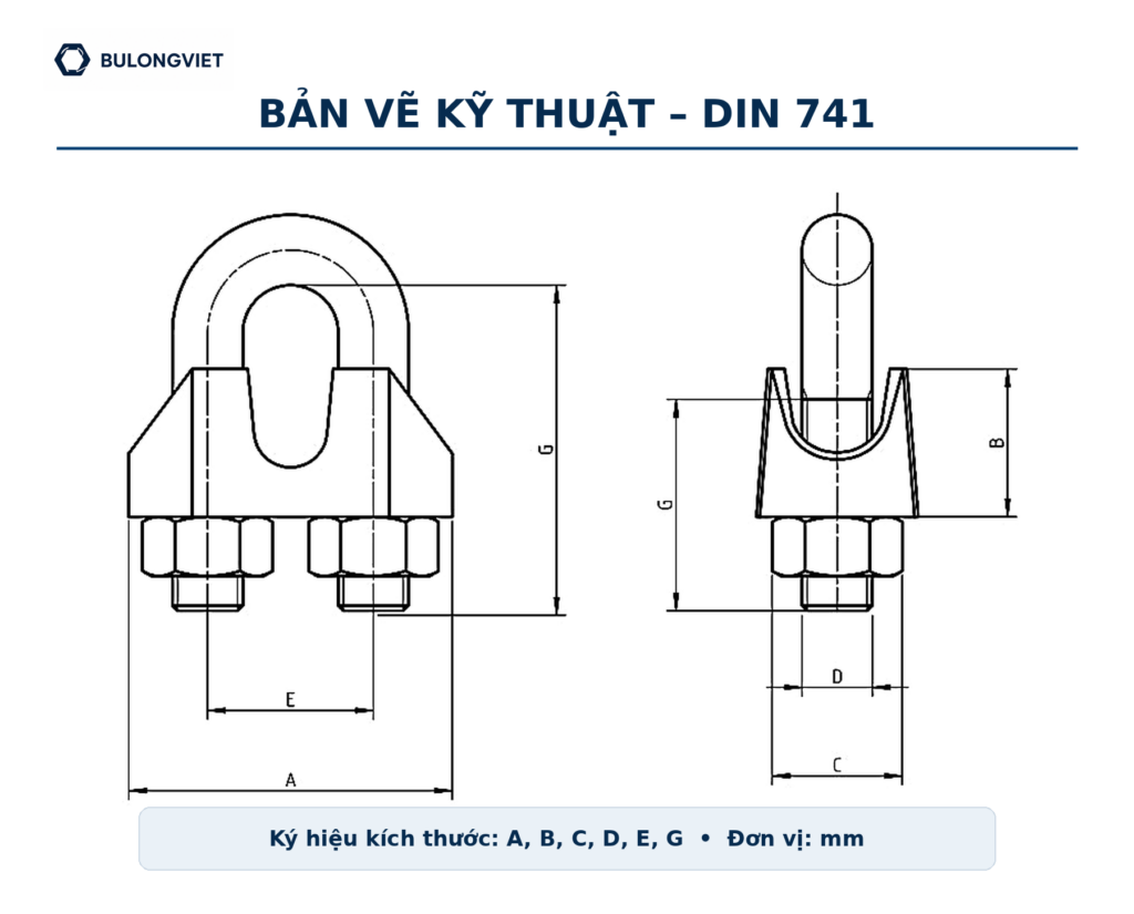 Bản vẽ kỹ thuật Khóa cáp inox – DIN 741