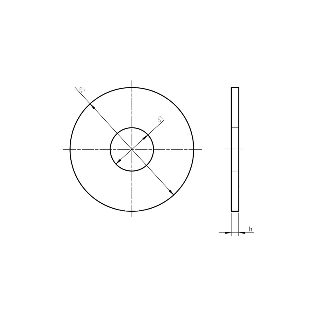Bản vẽ kỹ thuật Vòng đệm phẳng vành rộng inox – DIN 9021